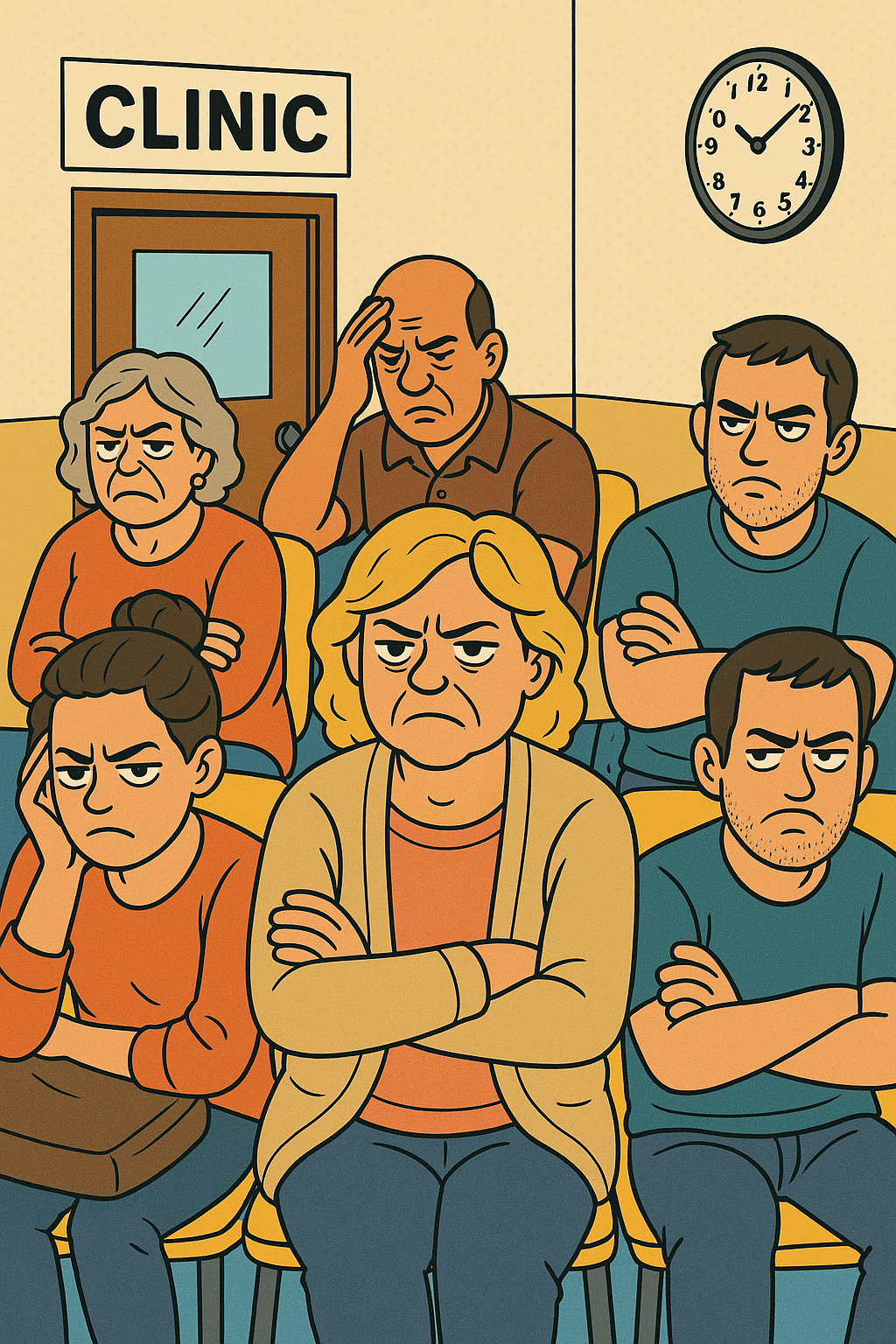 待合室混雑イラスト